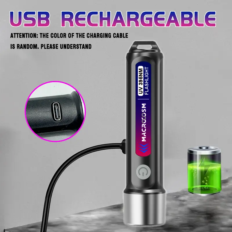 400mAh USB powered Rechargeable LED black light flashlight-portable UV stain detector for pet urine, Scorpions & resin curing 5