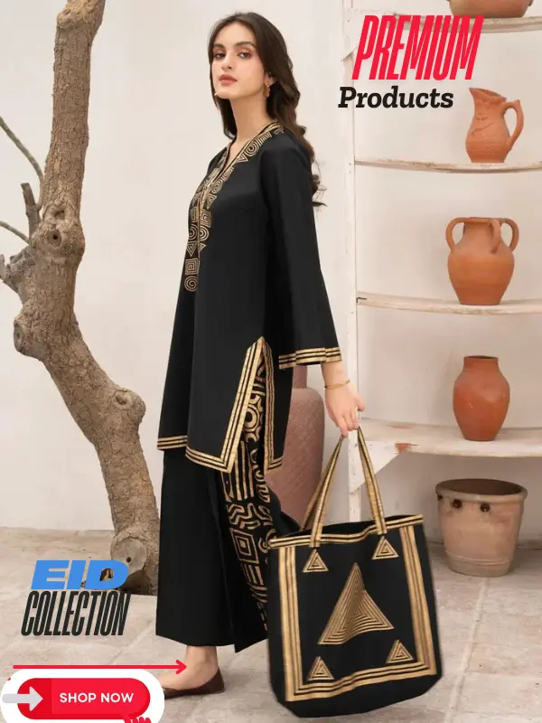ARCANE THREADS-WITH PRINTED DRESS WITH BAG Formal & Casual Dress, ready to wear