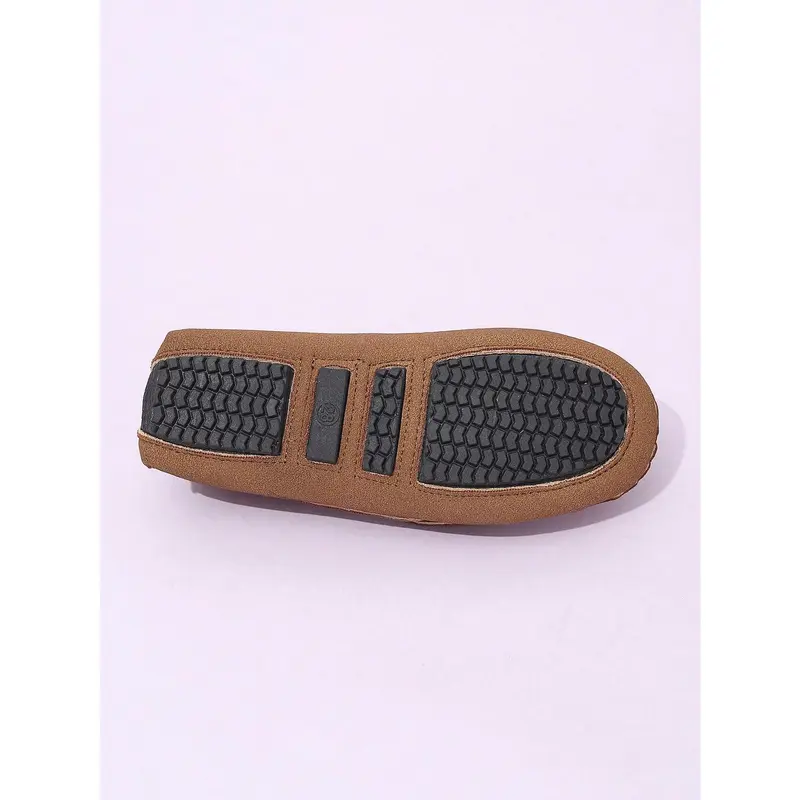 1 Pair Children's Round Toe Slip-On Loafers, Casual British Style Flat Boat Shoes, Suitable For Spring And Autumn 5