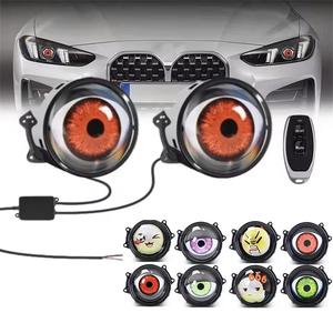 Car Devil's Eye LED Dynamic Devil's Eye Light with Remote Control, Adjustable Color Lens Dynamic Big Eye Light, for Car and Motorcycle Decoration