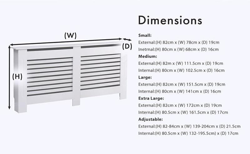 Product Introduction of AVC Designs Kensington Radiator Cover Modern MDF Wood White Grey Vertical Slat Living Room Bedroom Hallway Cabinet (Small White) 1