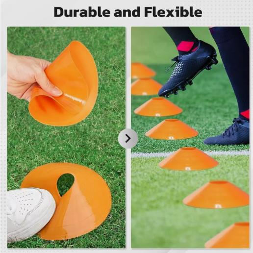 50x Football Training Cones Space Markers Sports Rugby Hockey Cricket Cone 3