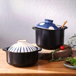 Japanese Ceramic Casserole Set, Including Stockpot with Lid & Soup Spoon, Kitchen Essential for Steaming & Clay Pot Rice