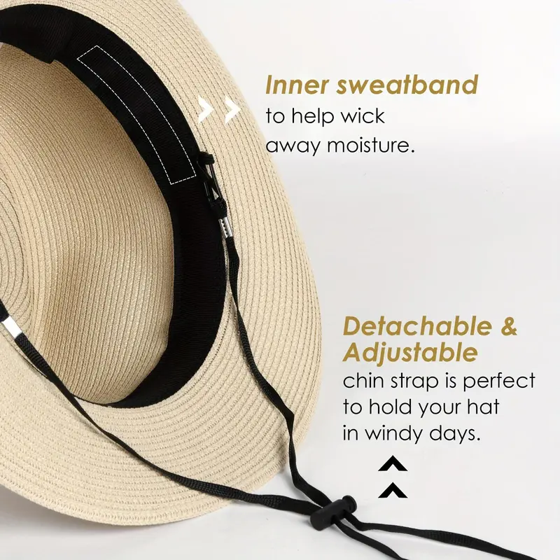 Foldable Roll Up Short Brim Trilby Hat Panama Beach Hat Fedora Straw Sun Hat For Men Women, Ideal Choice For Gifts 5