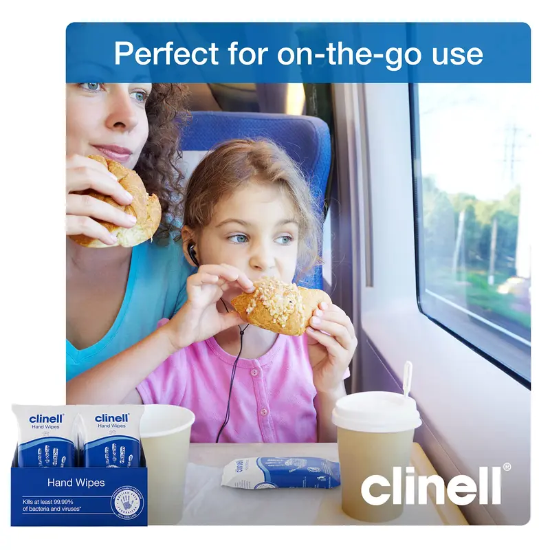 Clinell Antimicrobial Hand Wipes Ideal for Travel - 20 Packs of 8 Wipes - Dermatologically Tested, Kills 99.99% of bacteria & viruses 6
