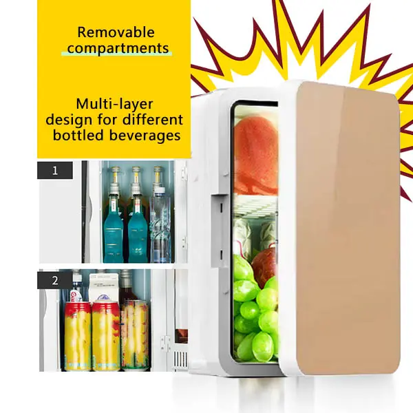 12L Home/Car Dual Use Refrigerator, Portable Cooler & Warmer Mini Fridge, AC+12V DC Power Compatibility Small Fridge for Car, Office, Travel 2