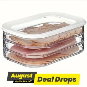 Clear Food Storage Box, 1 Count 3 Layer Reusable Food Storage Container, Kitchen Gadgets for Meat & Fruit & Vegetable, Snack Box Container, Food Storage Organizers, Leakproof Lunch Container, Lunch Container, Stackable Airtight, Clear Plastic Containers