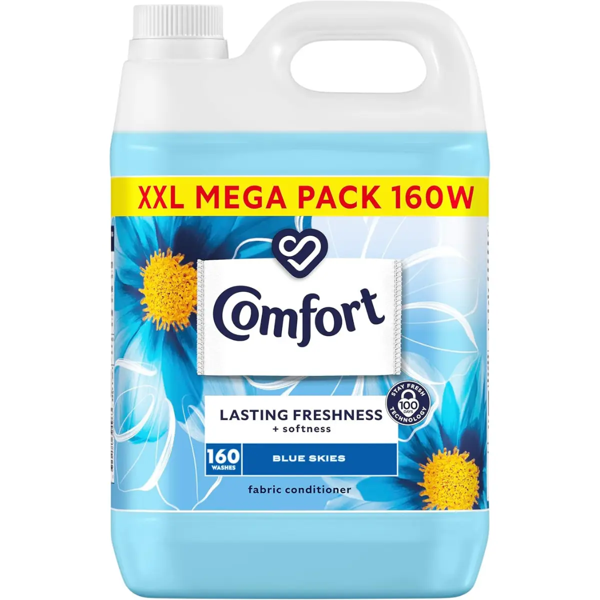 Comfort Blue Skies Fabric Conditioner with Stay Fresh technology for 100 days of freshness + fragrance* 160 washes (4.8 L)