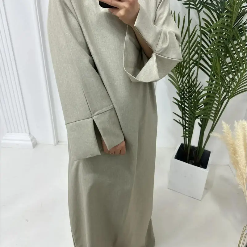 Cotton Linen Closed Abaya for Women Dubai 2024 Luxury Plain Muslim Hijab Dress Turkey Casual Abayas Ramadan Islam Kaftan Robe 6