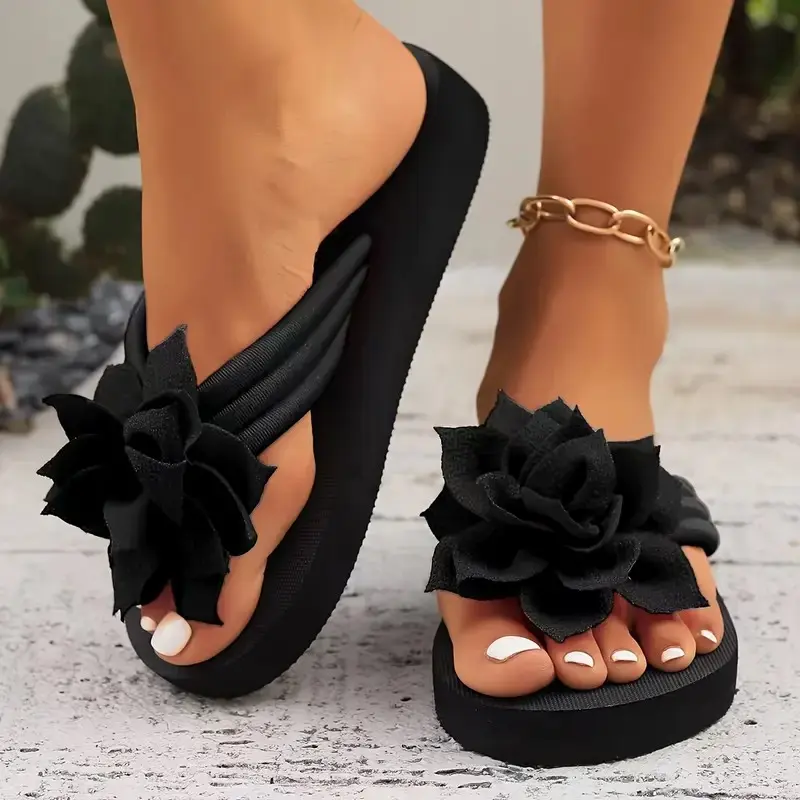Flip Flops Women, 1PC Women's Floral Flip Flops – Stylish Vacation Slip-On Sandals with 3D Flower Embellishments, Lightweight and Breathable, Perfect for Beach Holidays, Poolside Relaxation, Summer Travel, Ideal Gift for Girlfriend, Wife or Friends Travel 6