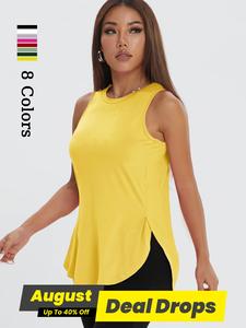 Women's Solid Color Sports Singlet, Casual Comfortable Breathable Sleeveless Sports Top for Yoga Gym Workout, Ladies Sportswear for All Seasons