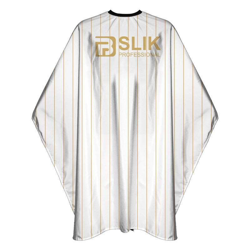 Barber Hairdressing Hair Cutting Cape & Gown Gold and White Stripes 0