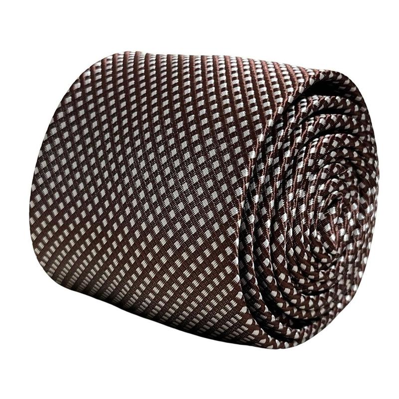 chocolate coffee brown tie with white pin spots 0