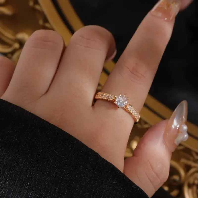 18k gold plated stone decorative ring, gift for mom, mother's day 1