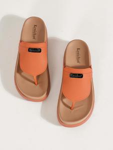 Women's Simple Plain Color Flip Flops, Casual Comfortable Platform Slippers, Non-slip Slippers for Indoor & Outdoor Wear,  Comfortable Soft Soled Slippers