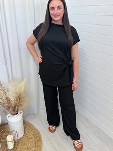 Findfashion Cheesecloth Tie Knot Top and Trousers Co-Ord Set For Ladies