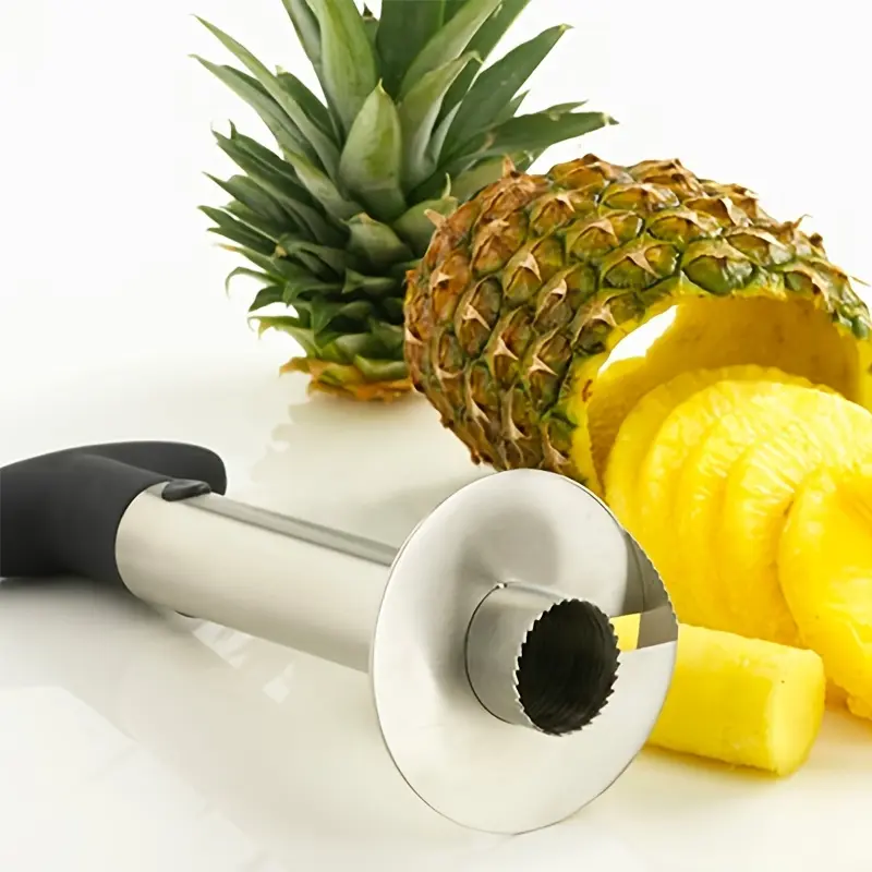 1pc Pineapple Corer And Slicer Tool, Pineapple Cutter Stainless Steel Fruit Peeler Corer Slicer Cutter With Sharp Blade Pineapple Eye Peeler For Home And Kitchen Kitchen Accessories Utensils Yellow 1
