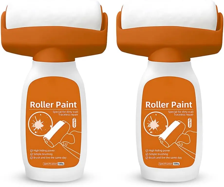 FAST SHIPPING - 2-Pack Wall Repair Paint Rollers – White Touch-Up Paint Roller Set for Quick Wall Repairs, Covering Scratches, Stains, Graffiti & Scuffs | Easy Wall Repair Tool with Paste Roller Brush