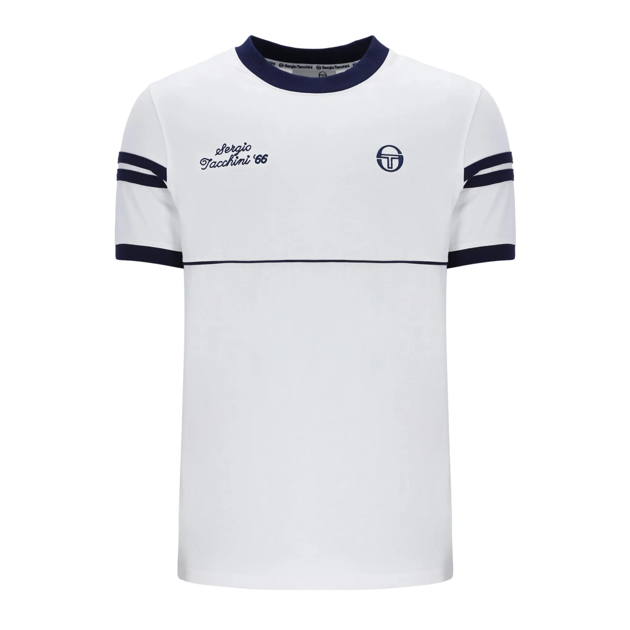Sergio Tacchini Orion Davis Ringer Tee In White/Maritime Blue