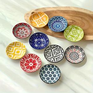 Multicolor Ceramic Dipping Bowl Set, 10pcs/set Colorful Flower Pattern Seasoning Bowl, Multipurpose Sauce Bowl for Home Kitchen Restaurant, Easter Gifts, Tableware