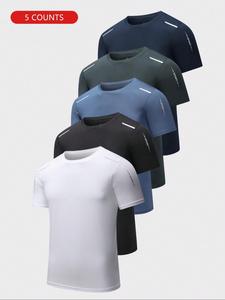 Men's Solid Color Short Sleeve Tee, Breathable Comfortable Round Neck T-shirt for Summer, Casual Men's Top for Daily Wear