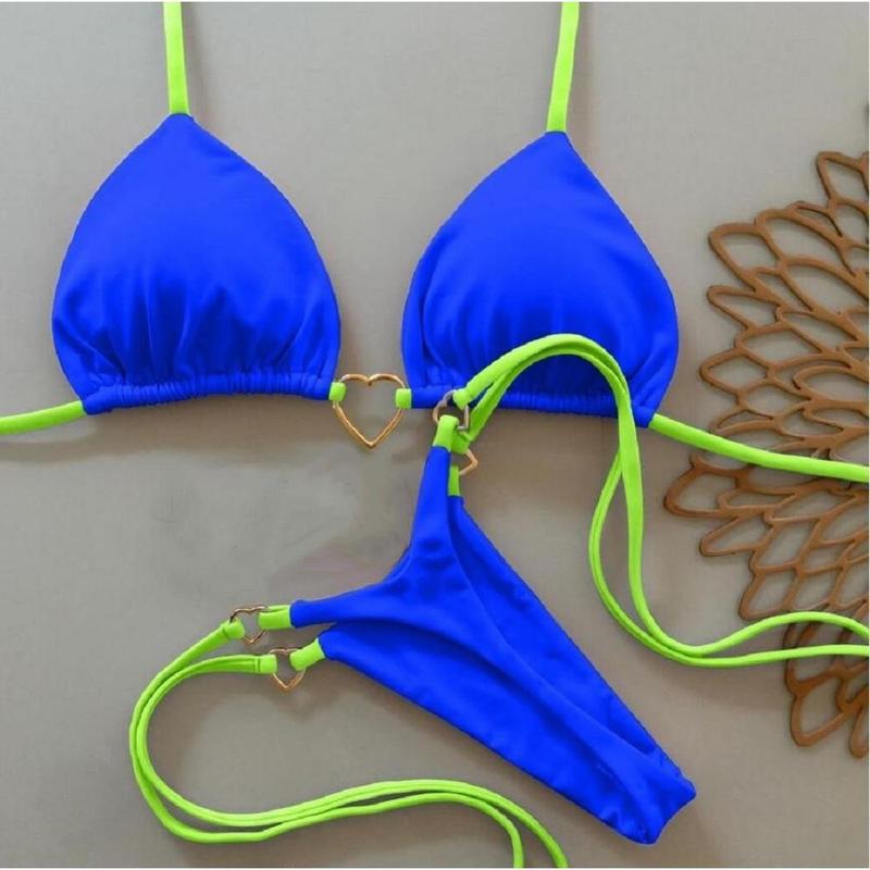 Sexy Halter Solid color Bikini Set Women's Swimsuit Two-piece Triangle Thong Swimwear Bathing Suit Brazilian Biquinis 1
