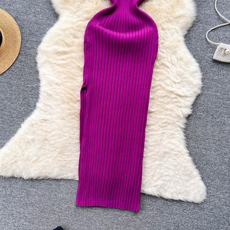 Product Introduction of YuooMuoo Chic Fashion Sexy Wrap Hips Split Knitted Autumn Dress Women Slim Elastic Bodycon Long Dress Streetwear Outfits Vestido 40