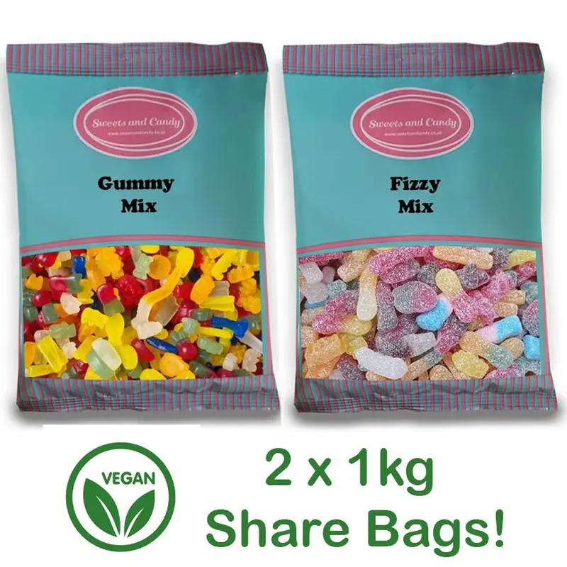 Vegan 2Kg BUNDLE - 1 x Vegan Gummy Mix 1Kg and 1 x Vegan Fizzy Mix 1Kg 0