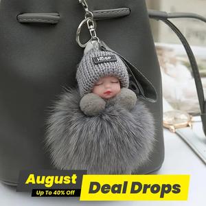 Cute Cartoon Doll Keychain, 1 Count Plush Doll Keychain for Car Keys, Universal Car Interior Decoration Accessories for Women & Girls