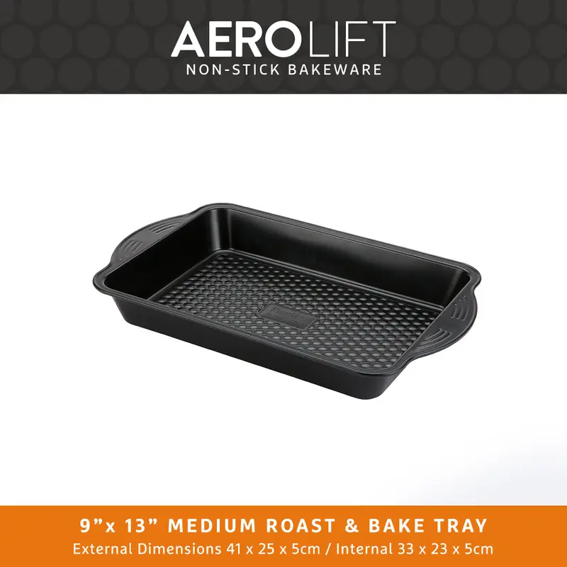 Prestige Aerolift Oven Tray Set Non Stick Large Bakeware for Oven - Pack of 2 Baking Tray, Perfect For Brownies, Carbon Steel, Extra Large Handles 5