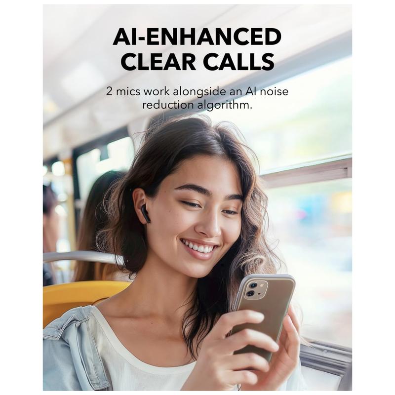 soundcore K20i by Anker, Semi-in-Ear Earbuds, Bluetooth Wireless, 36H Playtime, Fast Charge, Clear Sound, Comfortable Fit, ENC 2-Mic Clear Calls, Custom EQ, IPX5, Bluetooth 5.3, App Control 4
