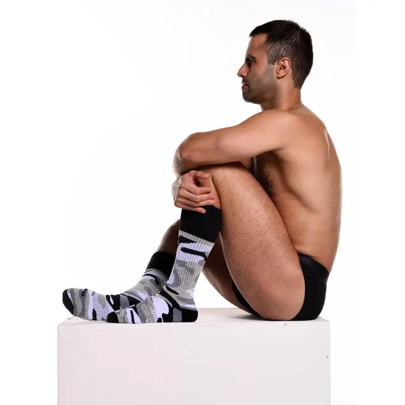 Box Sports Socks - Greyscale Camo 1