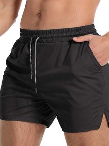 Men's Solid Color Pocket Shorts, Regular Fit Casual Comfy Breathable Shorts for Gym Workout Running, Men's Bottoms for All Seasons