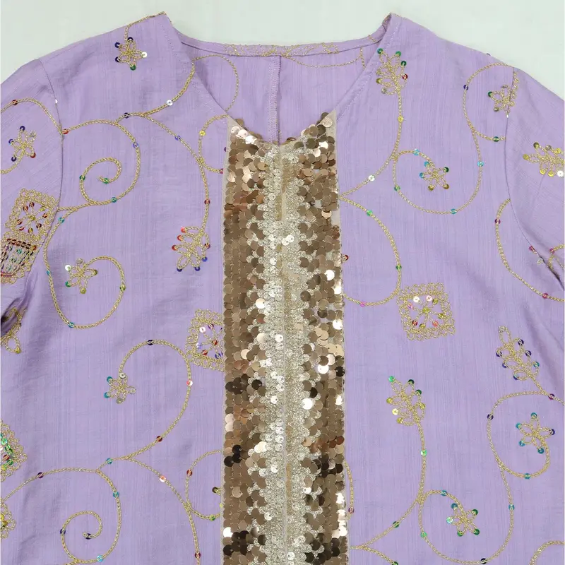 XQY500388 Ethnic pattern embroidered robe with sequined lace elegant dress 6
