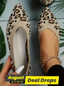 Women's Fashion Leopard Pattern Slip On Flats Shoes, Casual Pointed Toe Comfortable Shoes, Female All-match Shoes for Daily Wear, Footwear