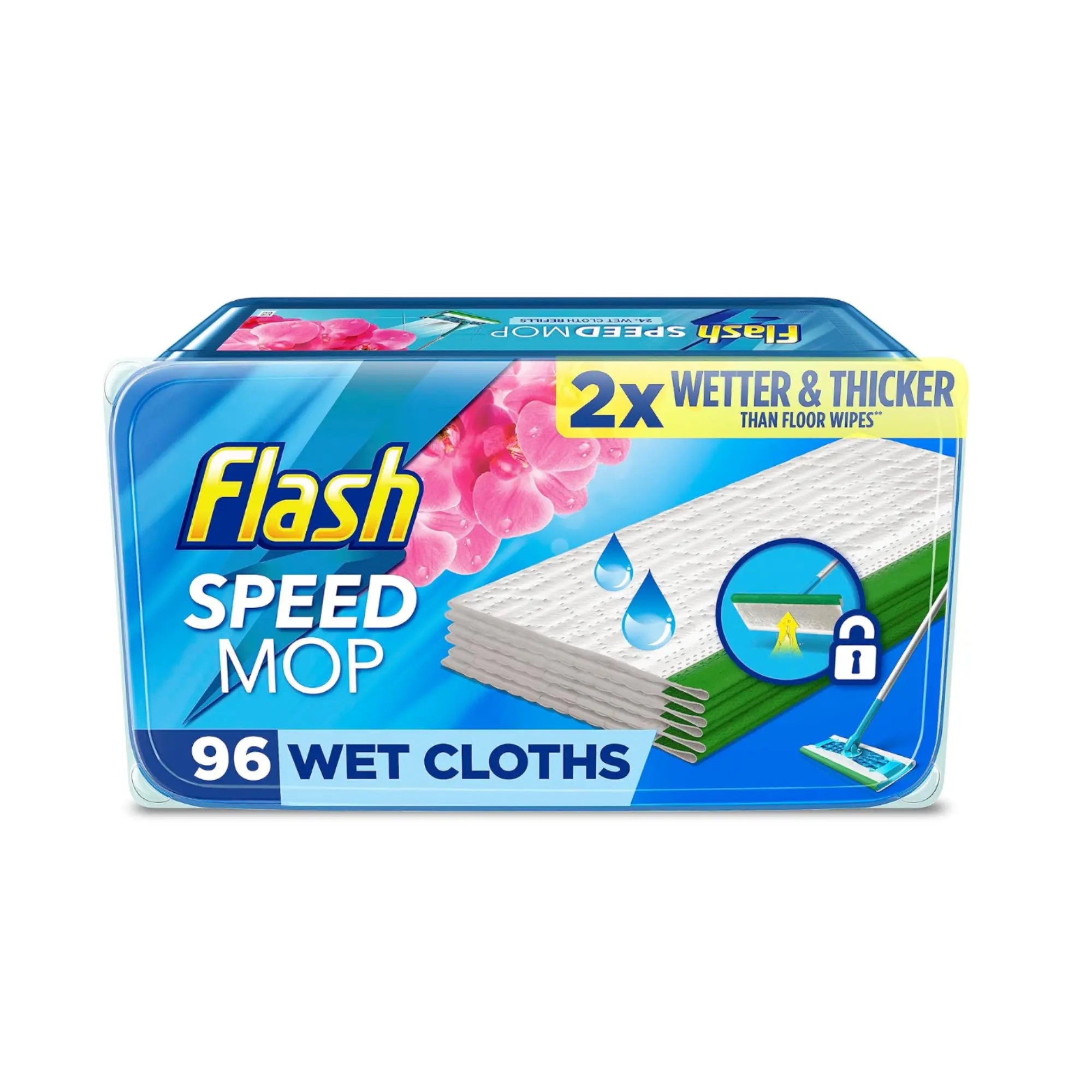 Flash Speedmop Wild Orchid Wet Cloth Refills, 96 Count (24 Packs of 4) - Floor Cleaner