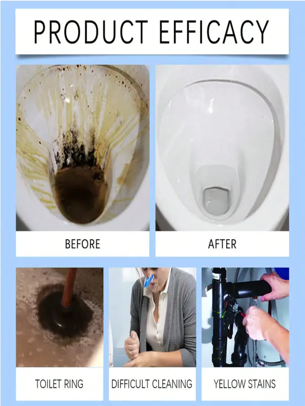 Toilet Cleaning Powder - Easily Removes Toilet Stains And Urine Scale, Quickly Creates Foam And Bubbles For Deep Cleaning 2