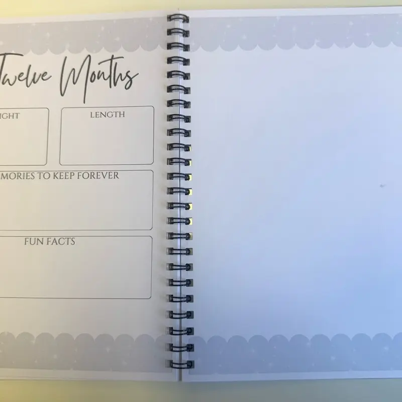 Baby Journal, Memories and Moments Book, 0-12 Months, Organize Your Baby's Growth and Development, Grey And White 7