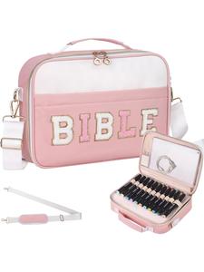 Women's Elegant Letter Pattern Bible Cover with Detachable Pencil Case, Fashionable Pastel Color Zipper Bible Bag, Casual Trendy Versatile High-quality Daily Commuting Bag, Book Accessories, Multifunctional Stationery, Work Organizer, Desk Accessory