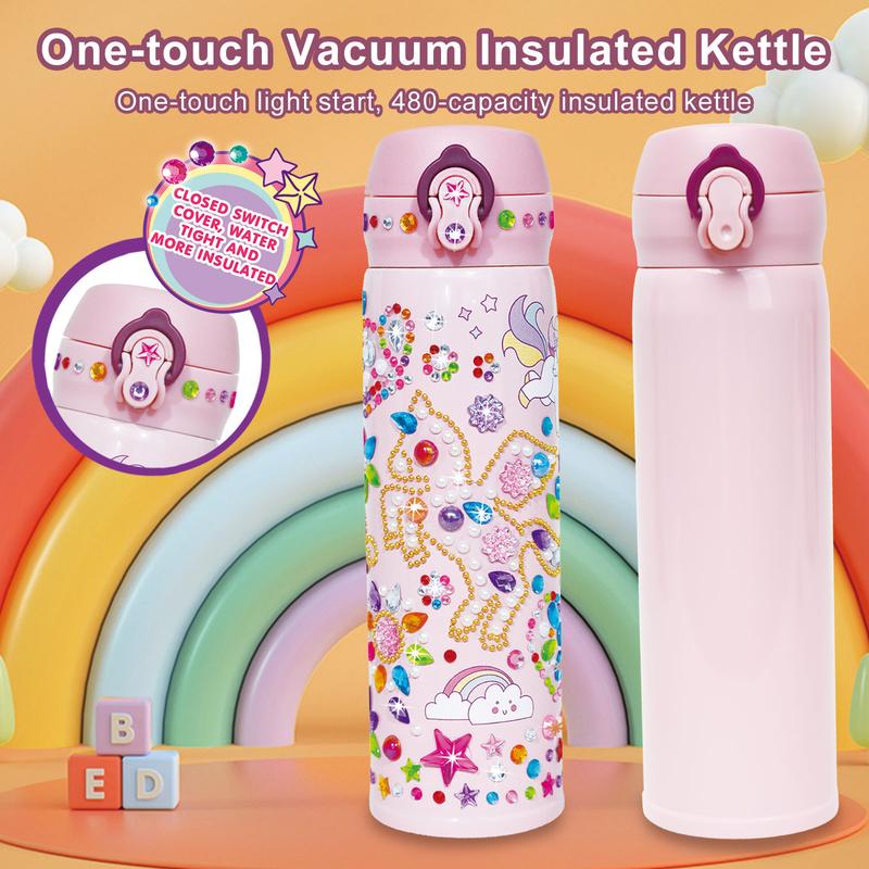 [NovaHome] Unicorn Gemstone Sticker Sports Water Bottle - BPA Free Art and Craft Kit for Kids Age 6-12 Years Old, Leakproof and Decorate Your Own Water Bottle with Glitter Gems - Great Birthday, Valentines and Christmas Gift Idea for Children. 3