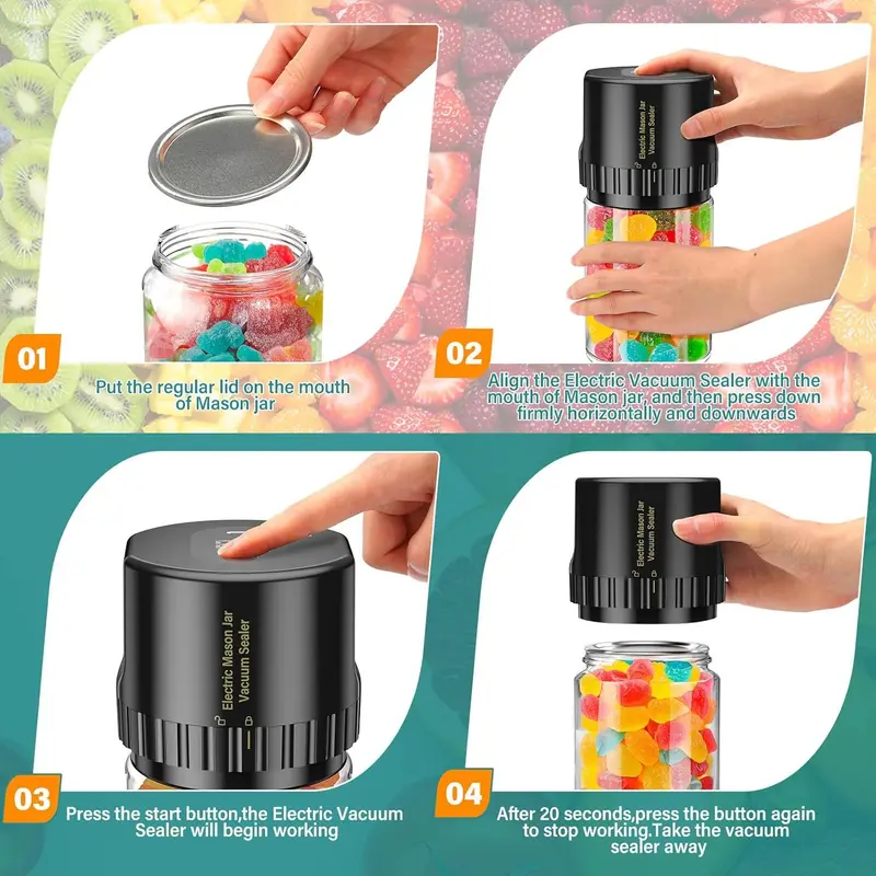 2025 Electric Mason Jar Vacuum Sealer Kit for Food Storage Automatic Jar Sealer. UK 6