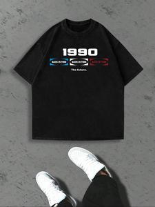 Men's Letter & Figure Print Round Neck Tee, Loose Casual Fashion Short Sleeve T-shirt for Summer, Men's Top for Daily Wear, Tropical