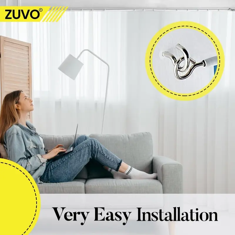 Net Curtain Wire with Hooks and Eyes - 3 m Extra Strong Curtain Wire with 4 Hooks and Eyes - Perfect Curtain Wire Kit, White 5