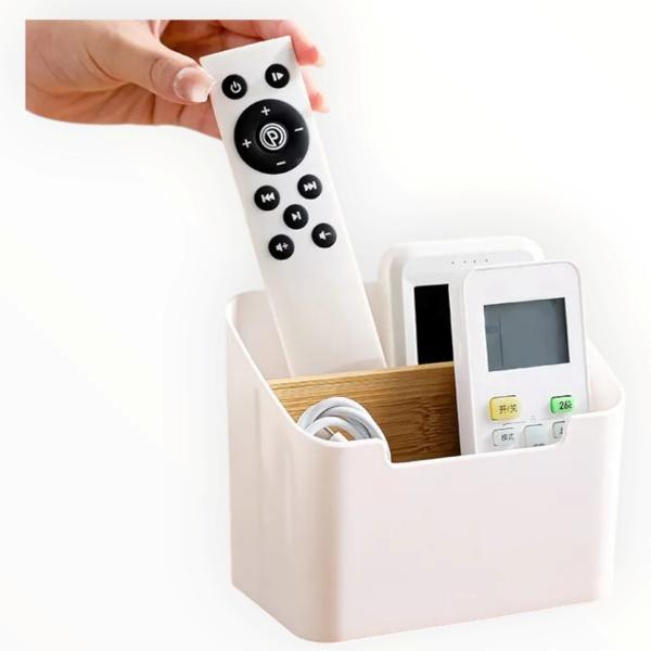 Phone&TV Remote Control Storage Box Desk/Wall Mount Makeup Holder Home Organizer 2