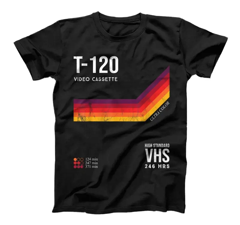 Never Forget Vintage 1980s VHS Cassette Retro T-Shirt - Sweatshirt - Hoodie - Unisex Adults - Black - Small - Short Sleeve - 80s Themed - Retro VHS Cassette Design RD0 0