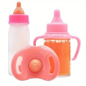 Newborn Doll Feeding Toy, 3 Counts/set Feeding Bottle & Juice Bottle & Toy Nipple, Doll Feeding Toy for Reborn Doll, Pretend Play Supplies