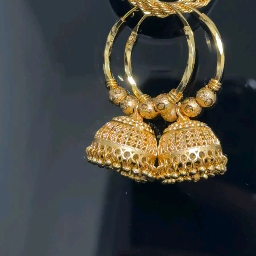 Gold Plated Earrings Jumka Style- Beautiful Earrings Designs