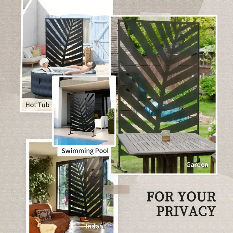 6.5ft - Metal Banana Leaf - Outdoor Divider / Privacy Panel with Stand 3