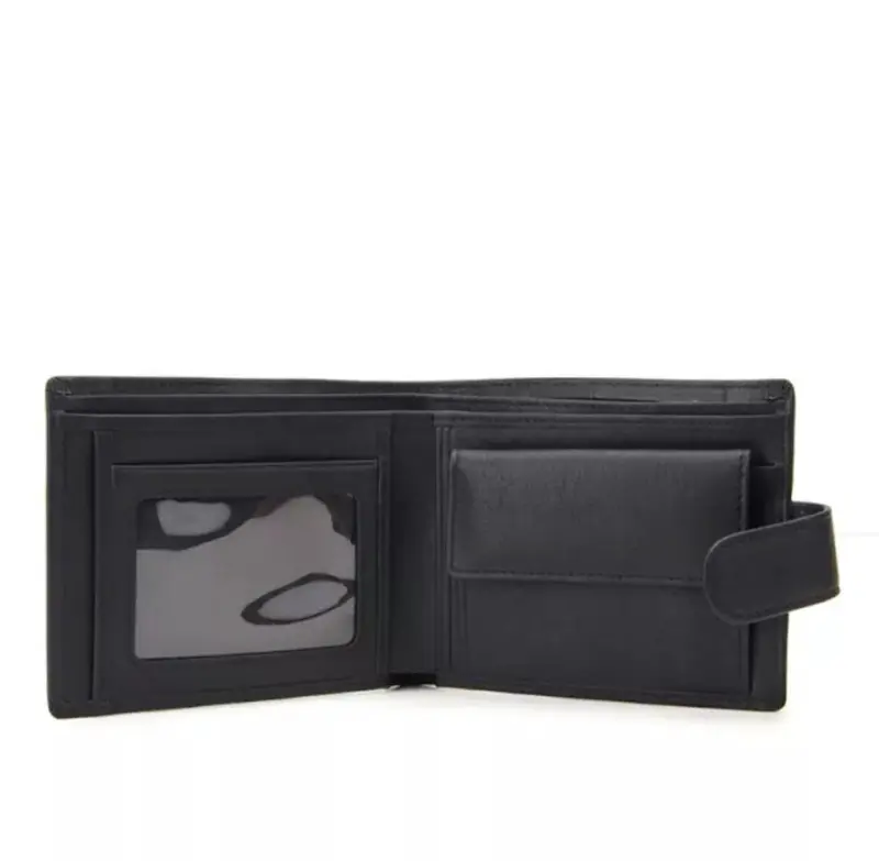 Men's RFID Blocking Genuine Leather Wallet with Snap Button leather wallet 4