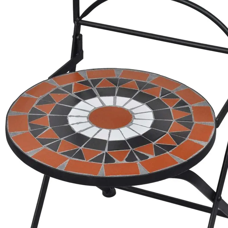 Set of 2 Folding Bistro Chairs in Ceramic Terracotta & White - Stylish Outdoor Furniture 4